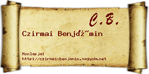 Czirmai Benjámin névjegykártya